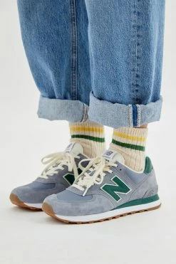 Hot Sale ???? Women's New Balance 574 Vintage ???? Sneaker Grey + Green ????