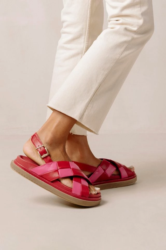 Cheap ???? Women's ALOHAS Marshmallow Leather Checkered Slingback ???? Sandal Scacchi ???? Lipstick Red Magenta ???? 5 Cheap ???? Women's ALOHAS Marshmallow Leather Checkered Slingback ???? Sandal Scacchi ???? Lipstick Red Magenta ???? - Image 3