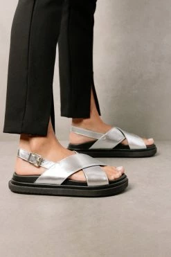 Discount ???? Women's ALOHAS Marshmallow Leather Slingback ???? Sandal Shimmer Silver ????