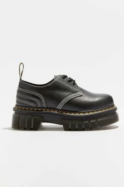 Cheapest ???? Women's Dr. Martens Audrick White Stitch Leather Platform Oxford Black ????