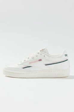 Brand new ✔️ Women's Reebok Club C 85 Vegan ???? Women’s ???? Sneaker Chalk + Pink Glow + Forest Green ⭐