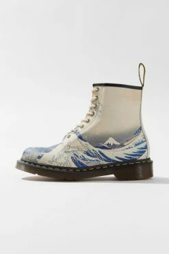 Outlet ???? Women's Dr. Martens The Met Great Wave Leather Boot Beige Multi ✔️