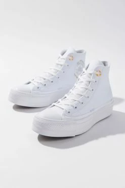 Outlet ???? Women's Converse Chuck Taylor All Star Autumn Embroidery Lift Platform ???? Sneaker White + Moonstone Violet + Mouse ????