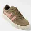 Hot Sale ???? Women's Gola Classics Grandslam Suede ???? Women’s ???? Sneaker Khaki + Coral Pink ✨