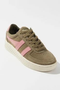 Hot Sale ???? Women's Gola Classics Grandslam Suede ???? Women’s ???? Sneaker Khaki + Coral Pink ✨