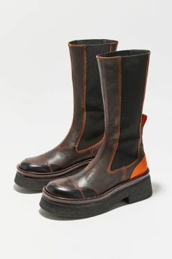 Buy ???? Women's E8 By Miista Mae Tall Leather Boot Brown + Orange ????